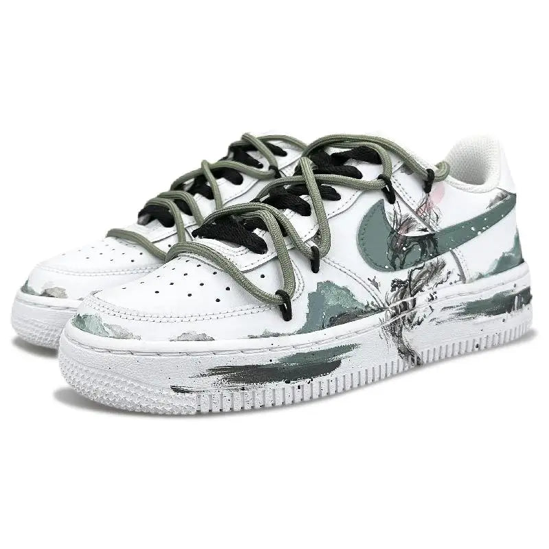 【Customize】Nike Air Force 1 Skateboarding Shoes Men Low-top White/green/black/cyan Sneakers shoes CW2288-111