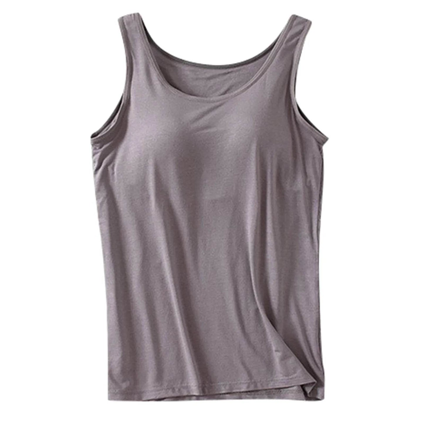 Womens Tank Tops 2025 Summer Casual Crew Neck Sleeveless Camisole With Built In Bras Plus Size Casual Bandeau Tops For Women - AIAZ