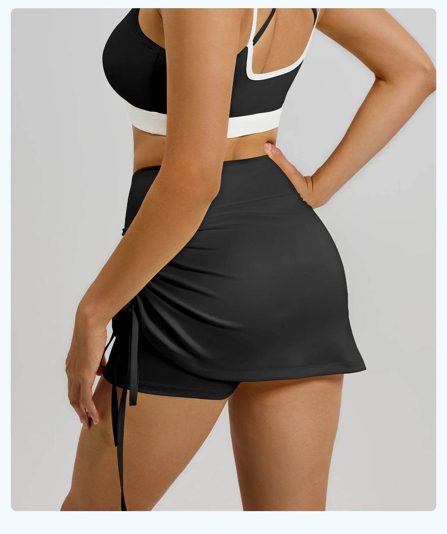 Shirring Sports Skirts with Safety Trousers for Women High Elastic Fashion Casual Fitness Skirts Fake Two Pieces Yoga Skirts - AIAZ