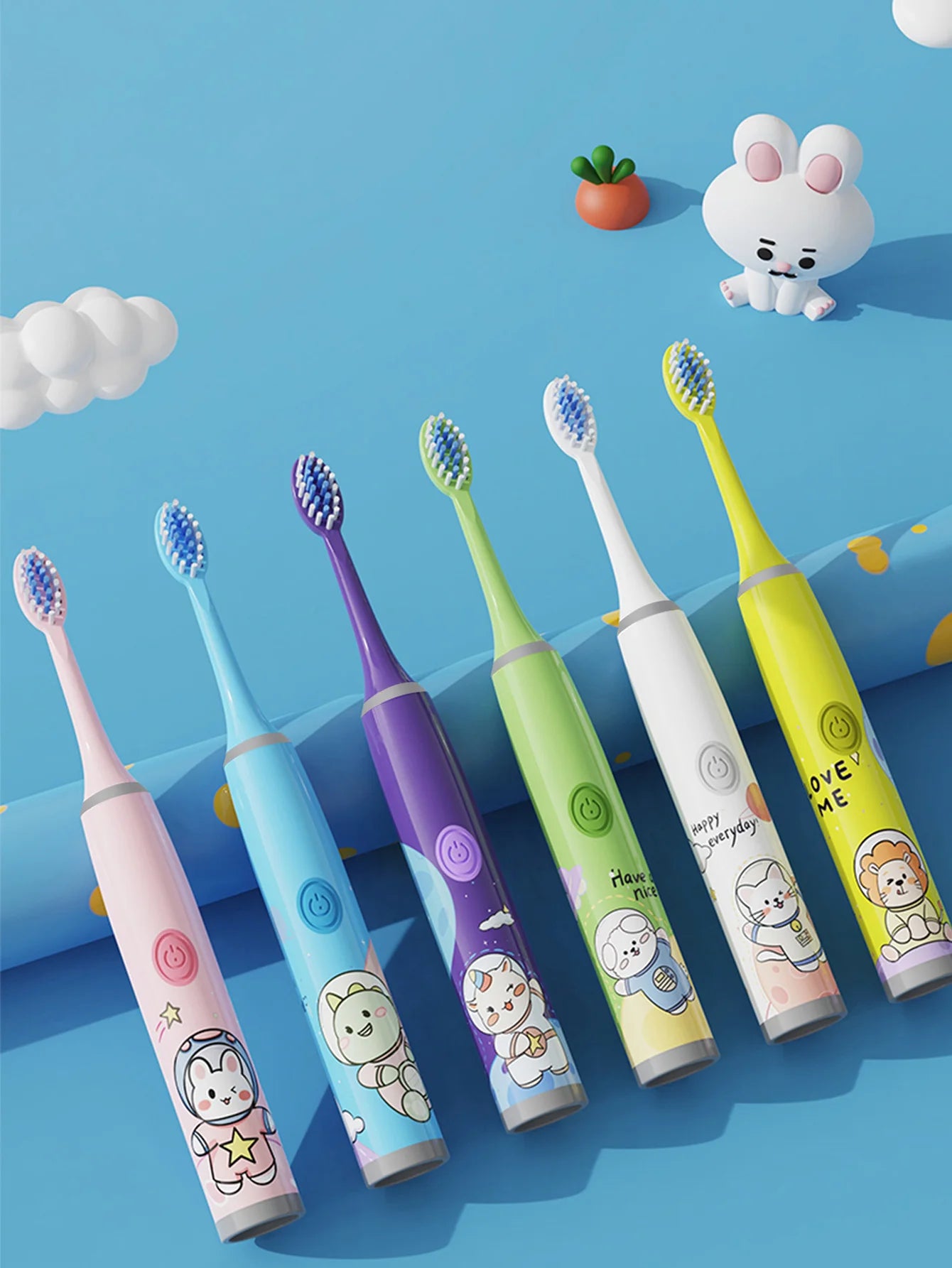 Children's Electric Toothbrush Color Cartoon Space Series Children's Soft Hair Cleaning Brush (Battery Not Included)