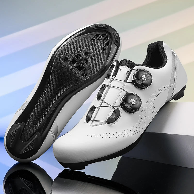 Breathable road cycling shoes for indoor and outdoor cycling, adjustable buckle closure, durable TPU sole, cycling accessories