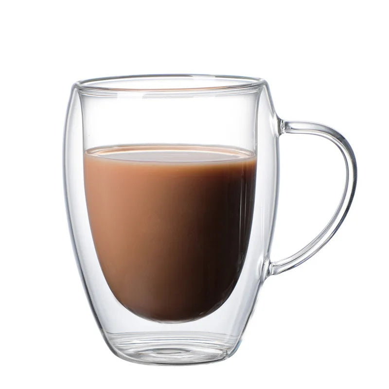 Double Wall High Borosilicate Glass Mug Heat Resistant Tea Milk Lemon Juice Coffee Water Cup Bar Drinkware Lover Gift Creativity