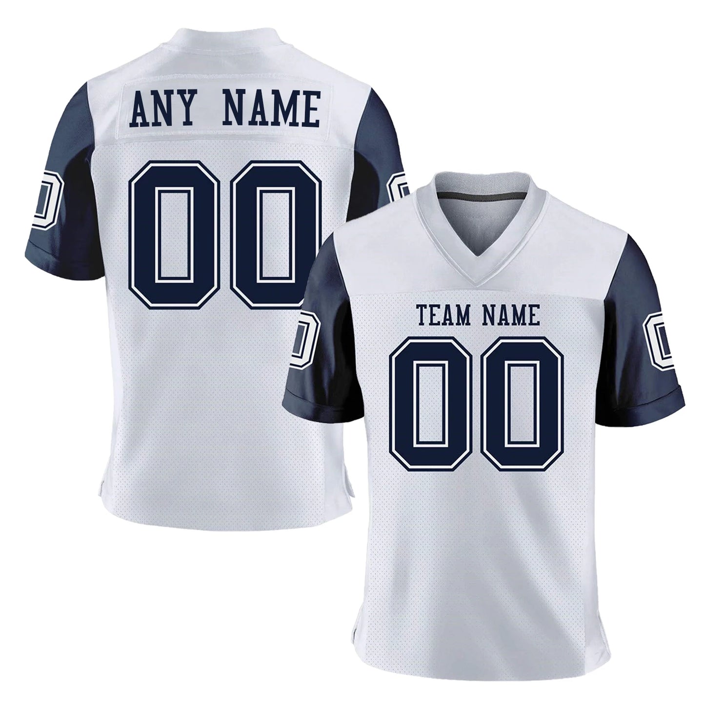 American Football Jersey Custom Navy White Gray Jersey Personalized Printed Team Name Number Quick-Dry American Football Shirt