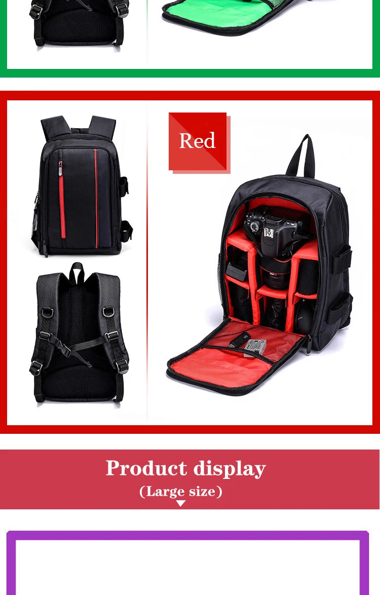 JINNUOLANG Unisex Photograph Waterproof Backpack Camera Shoulders Bags Nylon Case Fit 15.6'' Laptop Travel Outdoor DSLR  Mochila