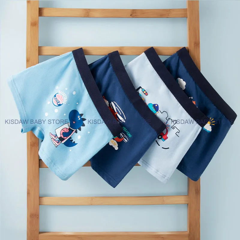 4 Pcs/Lot Children's Underwear Boys Panties Underpants Dinosaurs Helicopters Cars Cotton Breathable Kids Shorts Boy Boxer Briefs