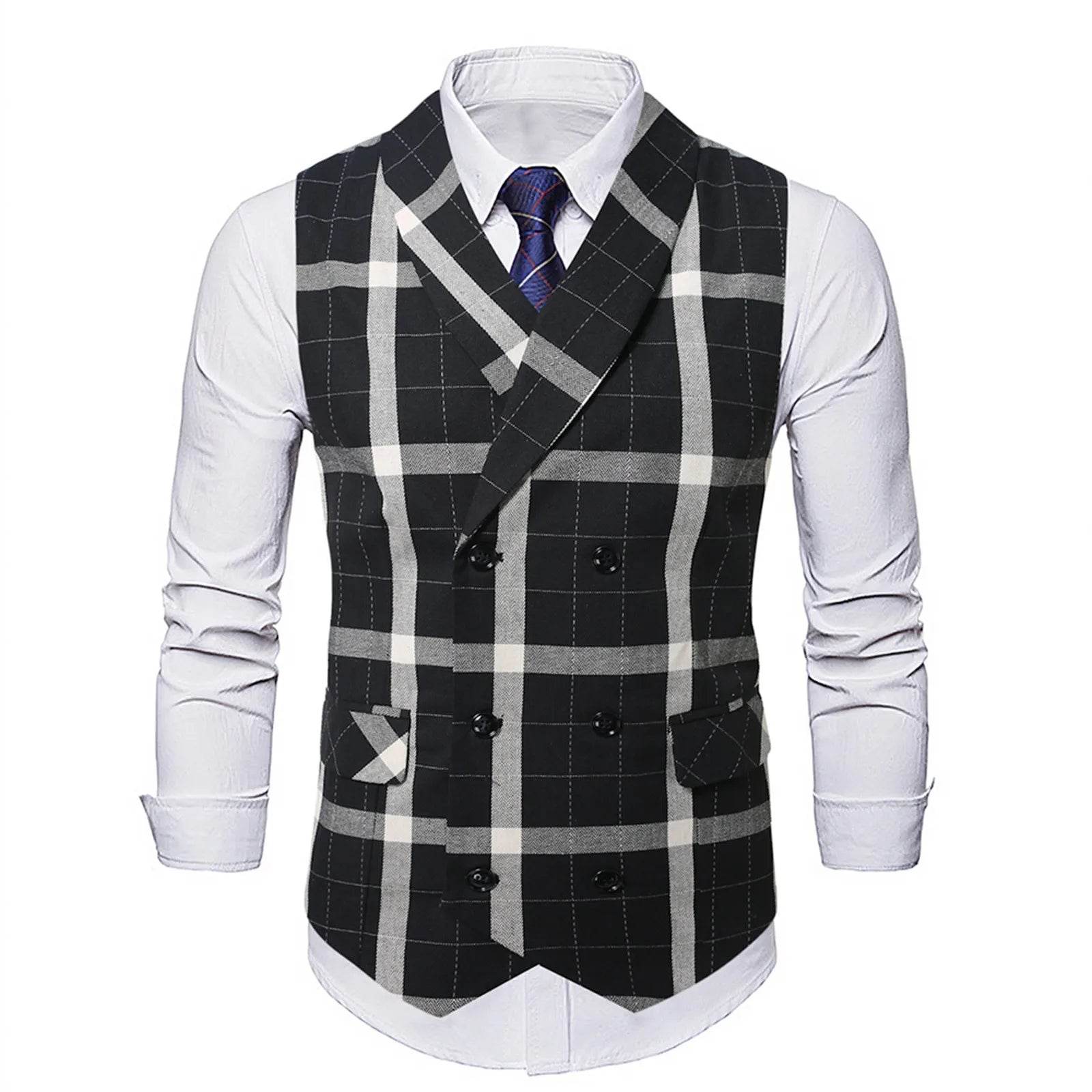 2025 Men's Spring Casual Single Button Suit Vest V Neck New Style British Men's Suit Vest Waistcoat Formal Business Suit Vest - AIAZ