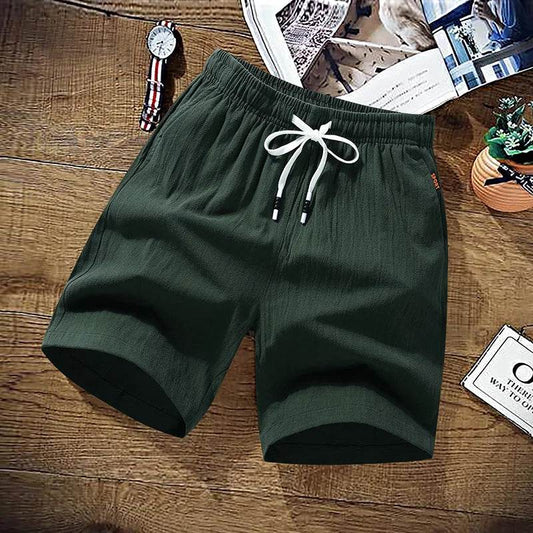 Summer Shorts Men Solid Casual Shorts Men 100% Cotton Cargo Shorts Brand Beach Shorts Cotton Linen Boardshort Asia Size M-9XL - AIAZ
