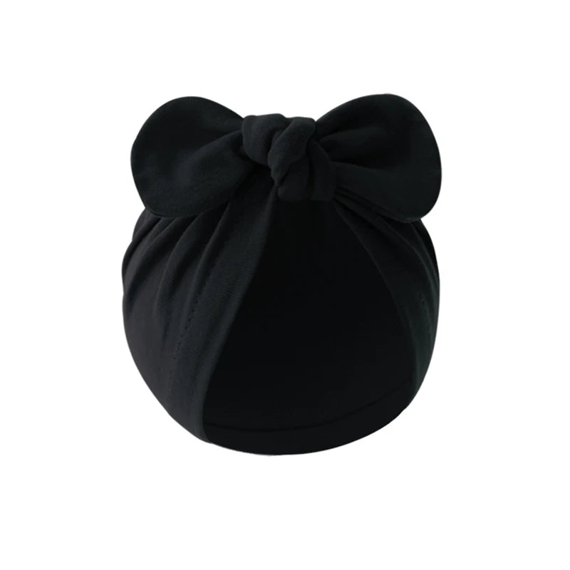 Pudcoco Baby Girls Turban Hat, Soft Elastic Cute Knotted Bow Hat Nursery Beanie Cap for Infant