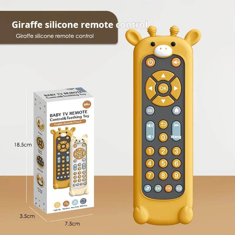 Baby Silicone TV Remote Control Cartoon Animal Children With Music Remote Control Early Education Cognitive Toys - AIAZ