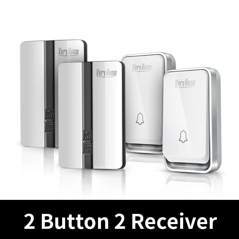 VeryHome Wireless Doorbell Waterproof Self-powered Button Smart Door Bell Sets Home Welcome Outdoor House Chimes  Receiver
