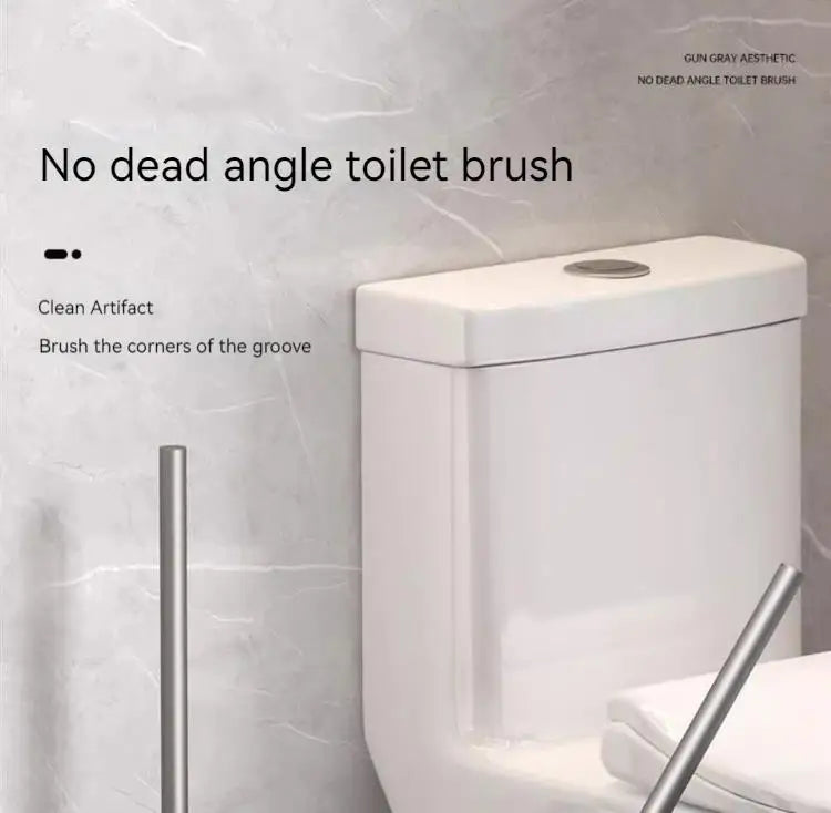 Toilet brush holder, no punching space aluminum wall-mounted toilet cleaning brush, easy to clean, toilet brush for bathroom
