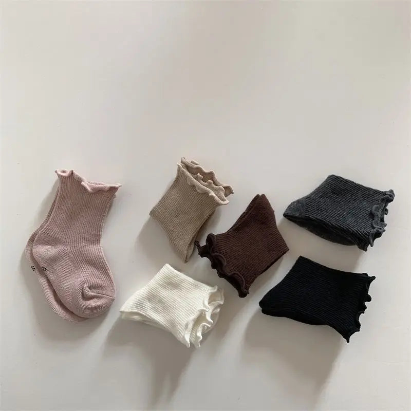 Newborn Cute Ruffle Lace Cuff Socks Infant Baby Girls Ankle Socks Spring Autumn Children Kids Soft Warm Ribbed Cotton Floor Sock