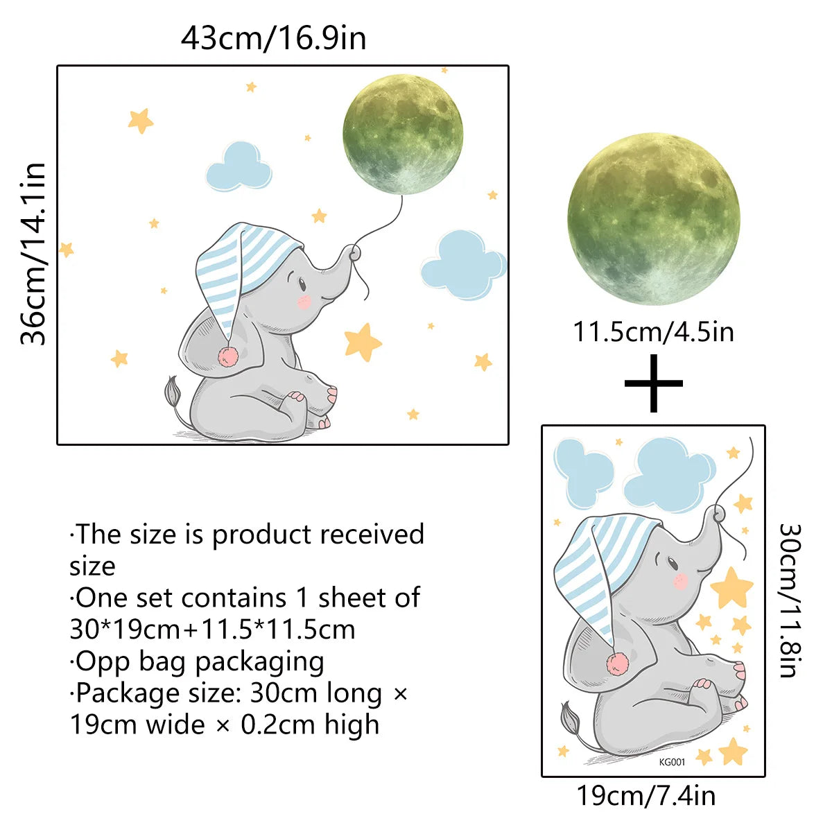 Cartoon Bunny Balloon Luminous Wall Stickers Glow In The Dark Wallpaper For Kids Room Living Room Nursery Home Decoration Decals