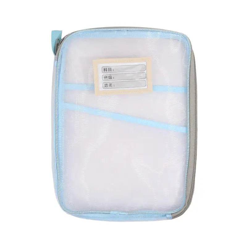 School Office Supplies Stationary Bag Stationery Storage Bag Double-layer Mesh Zipper Bag Large Capacity Organizer Folders - AIAZ