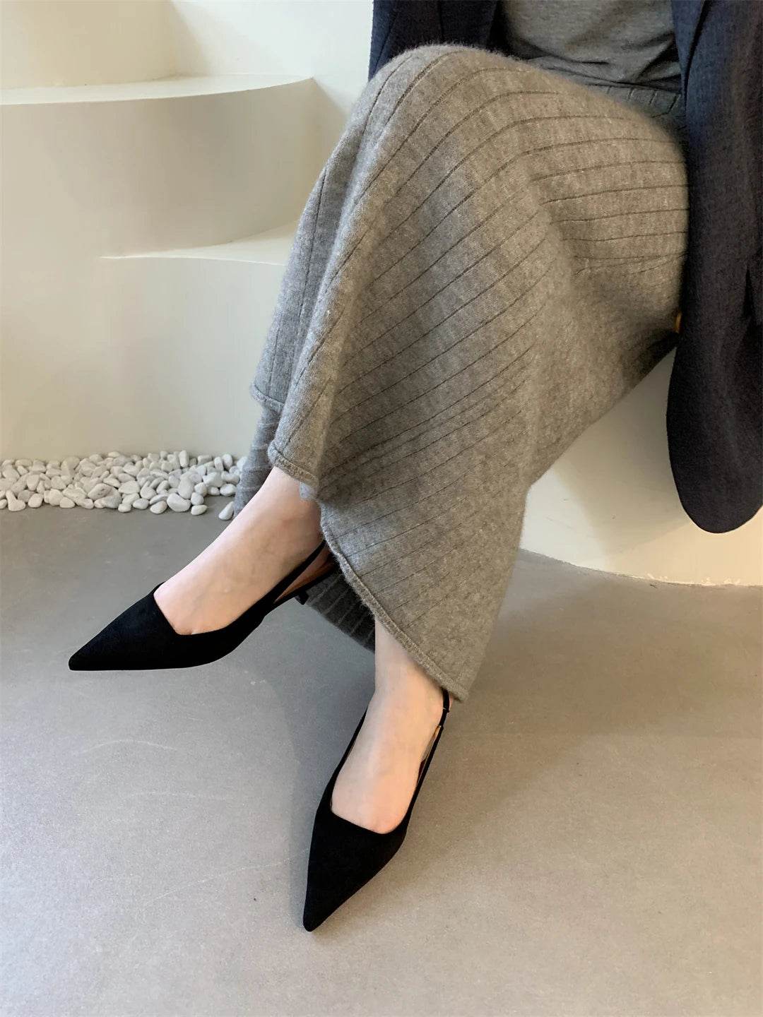 Bailamos Women Sandals Pointed Toe Elegant Low-heel Shoes Summer Fashion Slingback Woman Mules Shoes Pumps Dress Shoes - AIAZ