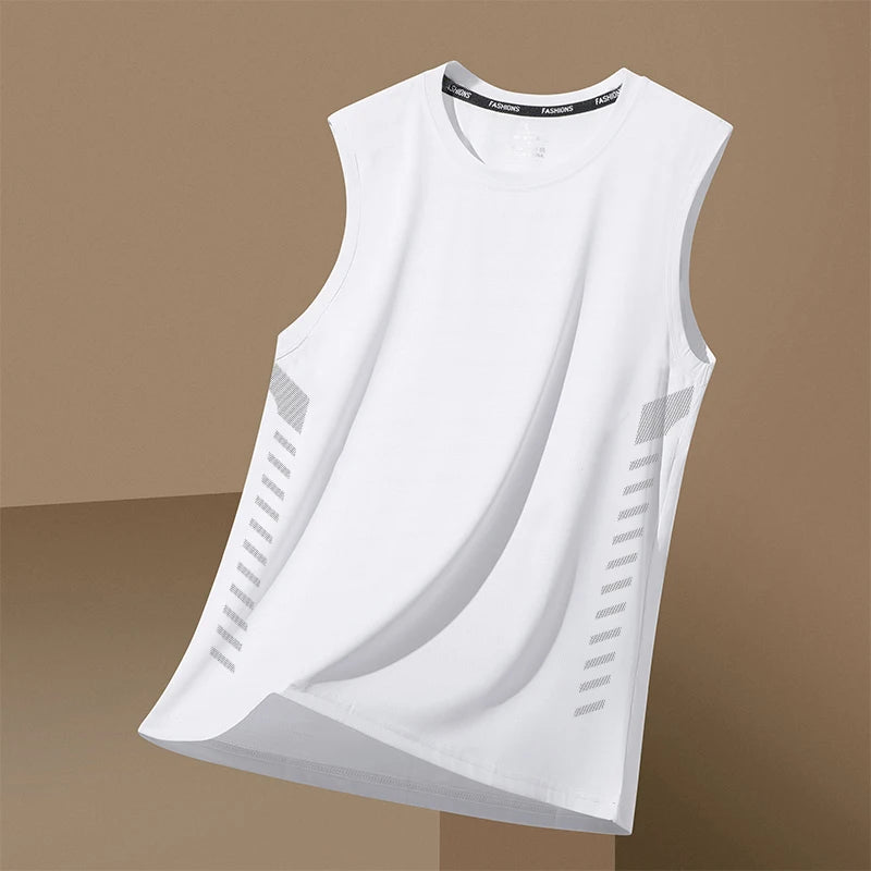 Men's Summer New Sle Qui Dry Sport Vest Loose Ice Silk Svel T-irt Fitn Training Running Baskeall American Sle