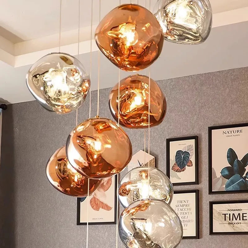 Postmodern lava chandelier creative clothing store bar desk lamp villa duplex living room dining room staircase chandelier