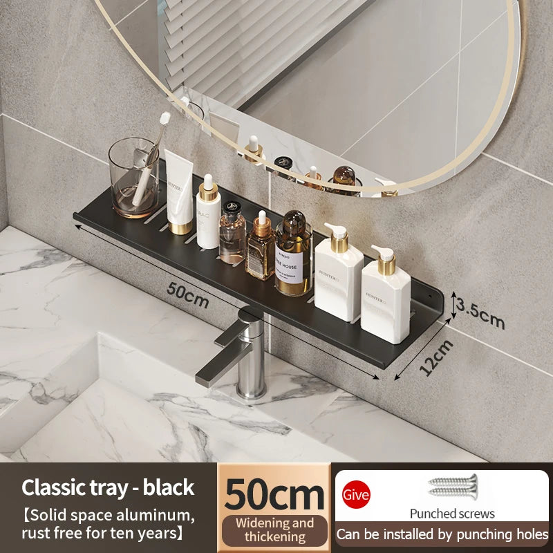Faucet storage tray, bathroom storage rack, mirror front toilet, washbasin, washbasin, non perforated bathroom rack