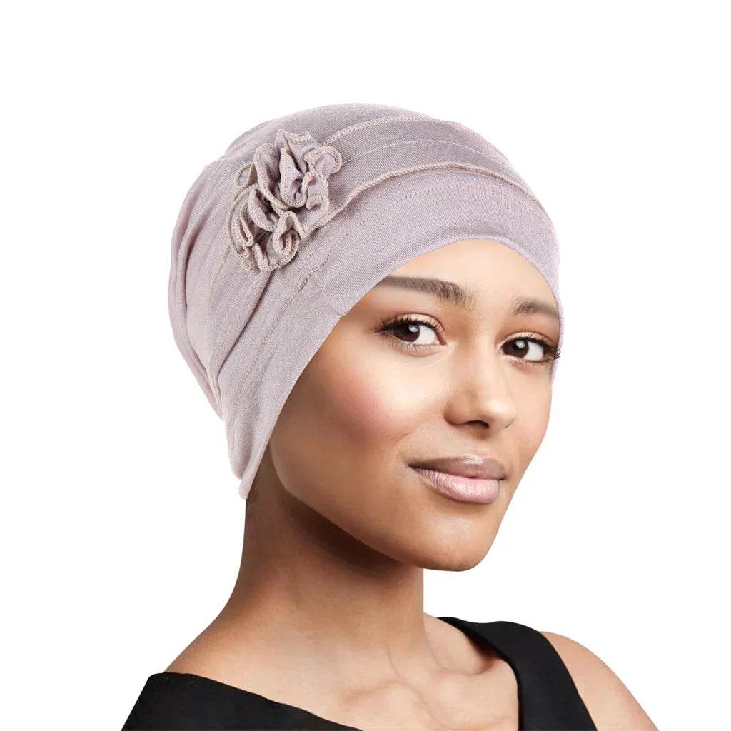 Muslim Fashion Flowers Turban Cap Solid Color Women Hijabs Islamic Chemo Cap Head Scarf Ladies Head Wrap Cover Hijab Scarf - AIAZ