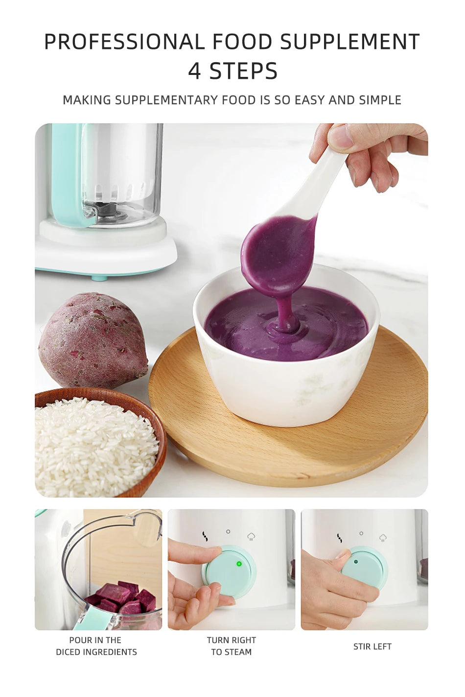 2023 New Baby Feeding Food Maker Supplement Newbron Baby Food Cooking Blenders Steamer Processor Infant Fruit Vegetable Maker