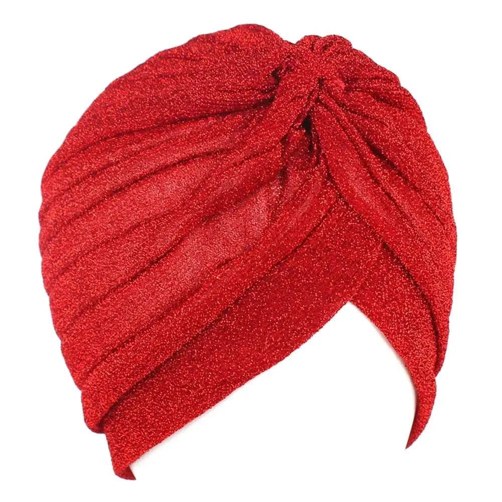 HOT Fashion Women Turban Hijab Hats Gold Shiny Muslim Indian Turban Double Layer Headwrap Stretchable Soft Wrap Head Scarf Mujer - AIAZ