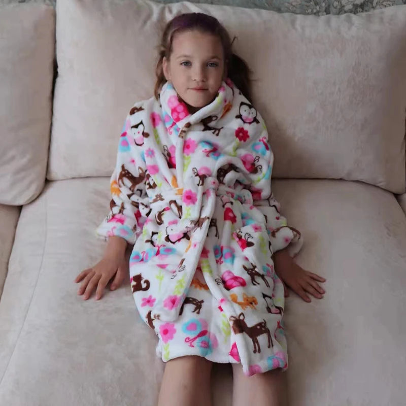 Soft Children Flannel Pajamas Autumn and Winter Pajamas for Girl Warm Kids Bathrobe Boy Sleepwear Family Matching Homewear 4-16Y