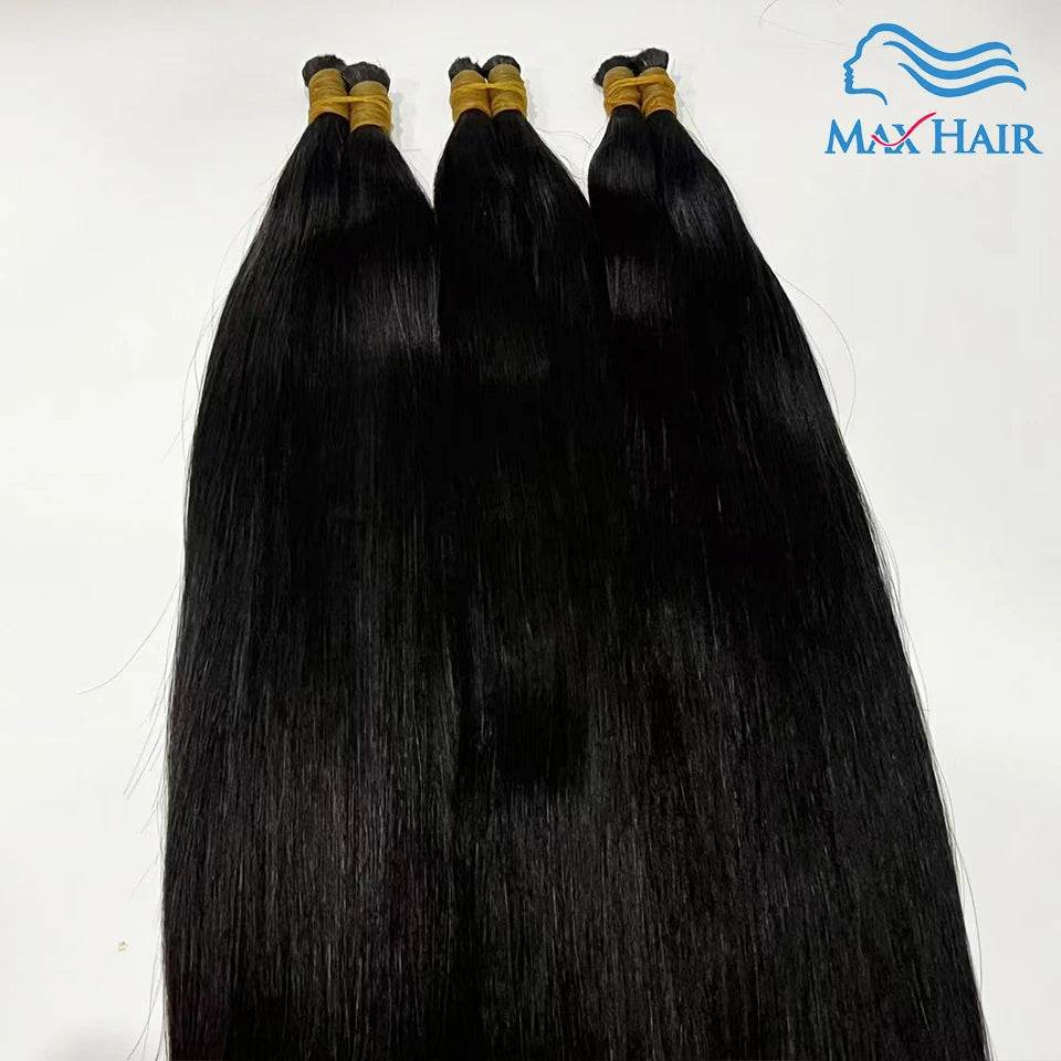 Double Drawn Human Hair Bulk For Braiding Straight Vietnam Indian Hair Vendor Virgin Bundles No weft Natural Hair 100% Extension - AIAZ