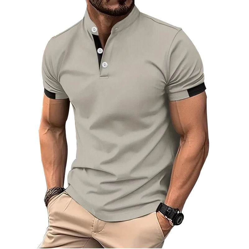 Men Clothes Spring Summer Short Sleeve Print Polo Shirt Fashion Casual Stand Collar Polo Shirt 100% Polyester Quick Drying Tops - AIAZ