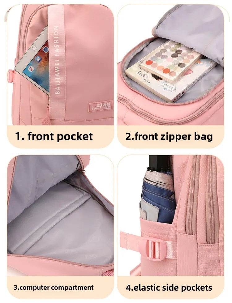 BAIJIAWEI brand college and high school student school backpacks Nylon orthopedic school bags reduces the burden girls schoolbag - AIAZ
