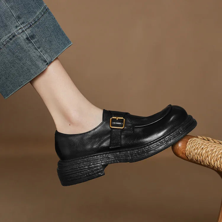 Dress Shoes Women Loafers Cow Leather Sheepskin Rubber Formal Business Suit Ladies 2025 Spring Autumn Handmade