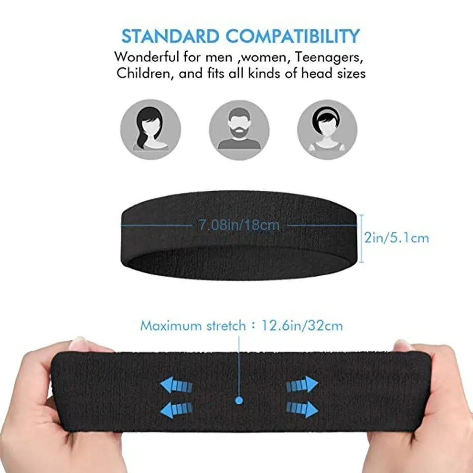 WOSWEIR-Cotton Athletic Headband Elastic Sweatbands Women Men Basketball Sports Gym Fitness Sweat Band Volleyball Tennis
