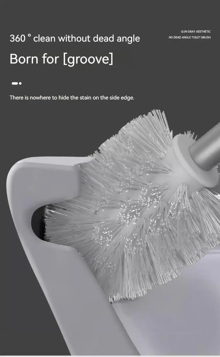 Toilet brush holder, no punching space aluminum wall-mounted toilet cleaning brush, easy to clean, toilet brush for bathroom