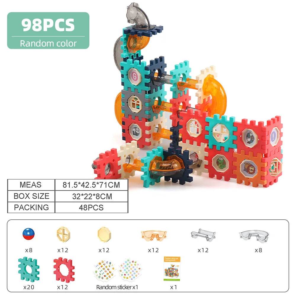 Marble Run Race Track Building Blocks Toys For Kids Labyrint Rolling Ball Funnel Slide Bricks Education Construct Toys Maze STEM - AIAZ