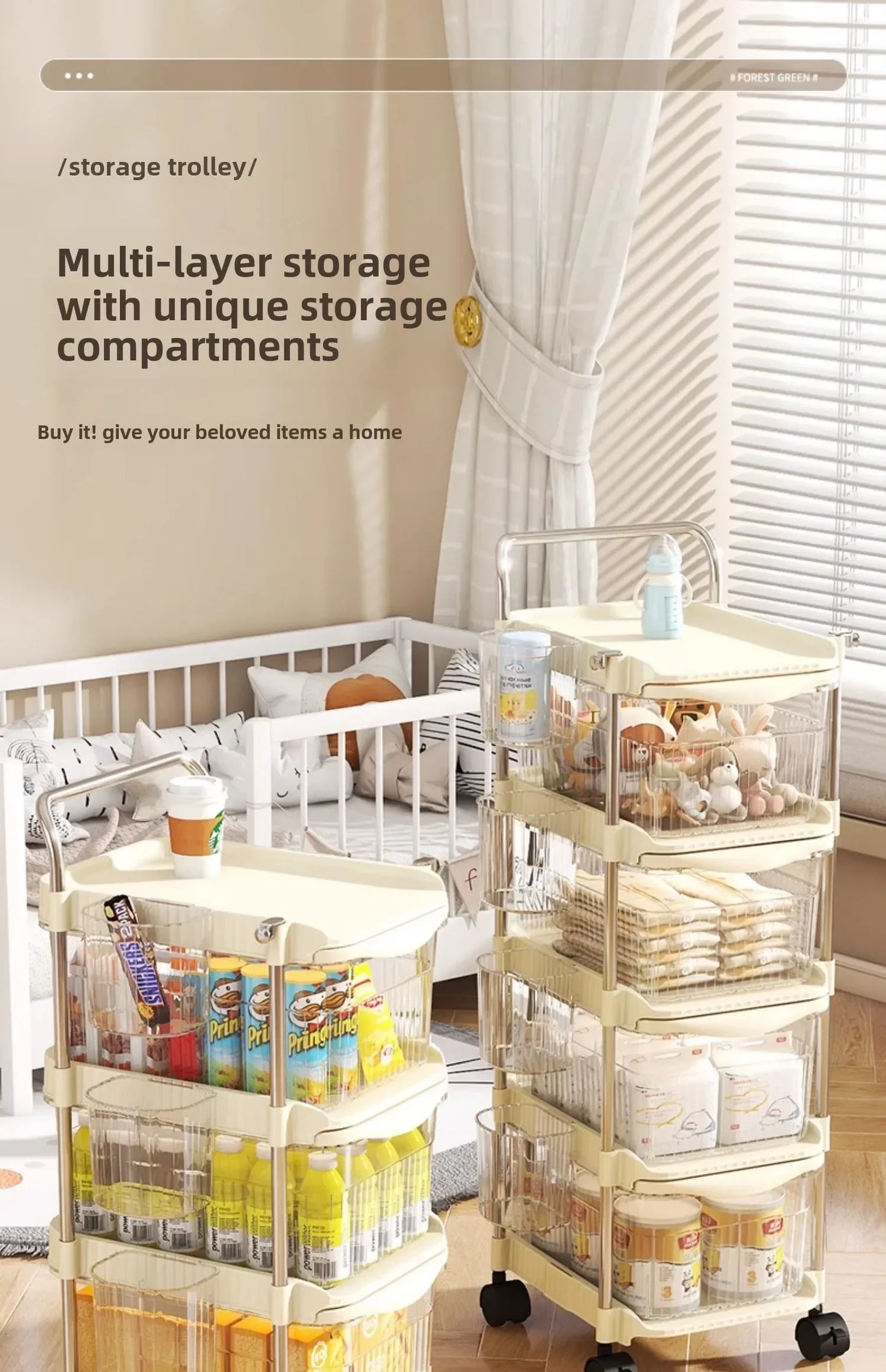 Small Cart Storage Rack, Snack Storage Rack, Multi-layer Storage Cabinet, Drawer Style Movable Baby Product Storages Rack