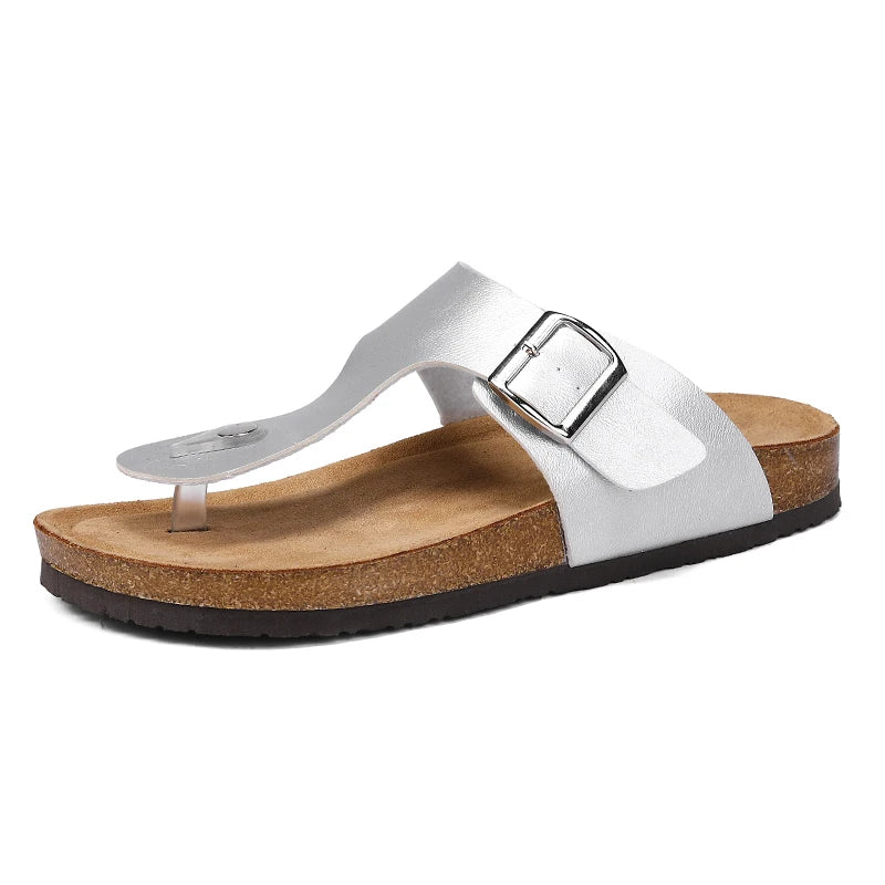 Men's Flip Flops Microfiber Leather Cork Slippers Clogs Outdoor Beach Casual Shoes Chanclas Hombre Durable Non-Slip Luxury Shoes