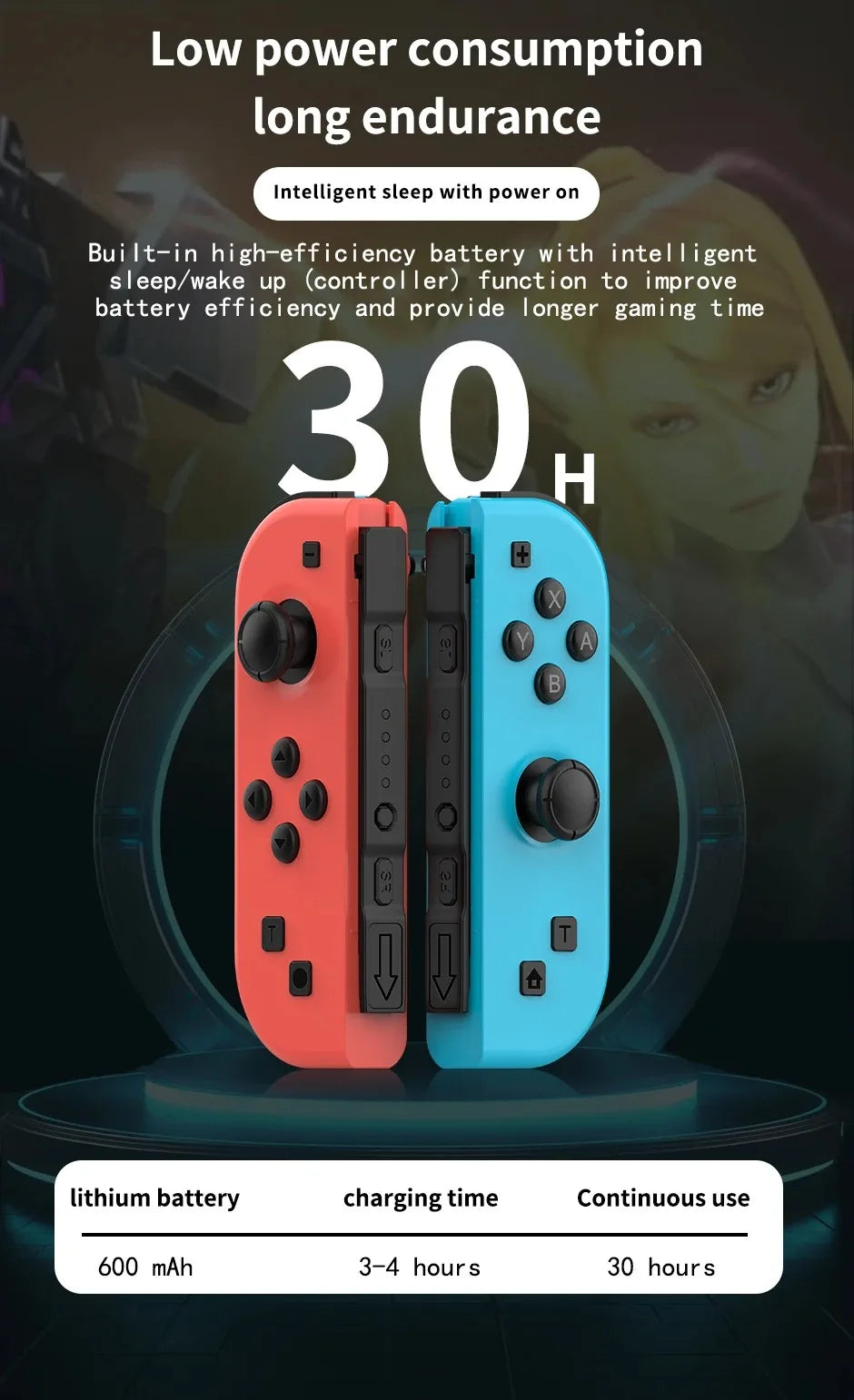 Wireless Gamepad For Switch/OLED/IOS/Android/PC Bluetooth Controller Joystick With Trubo Wake UP 6 Axis Gyro Joycon Game Console