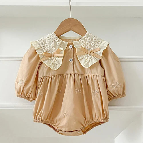 2025 New Spring 0-24M Baby Girl Clothing Infant Baby Girls Jumpsuit Long Sleeved Cotton Embroidery Newborn Baby Girls Bodysuits