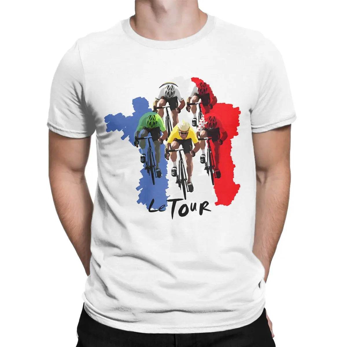 Men's T-Shirts Tour De Cycling France Funny 100% Cotton Tee Shirt Short Sleeve Cyclist T Shirt Crew Neck Tops Adult - AIAZ