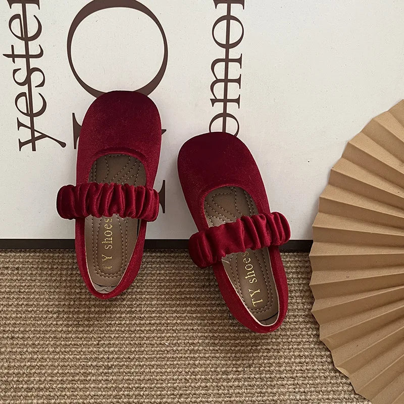 New 2025 Fashion Baby Girls Princess Band Shoes Shallow Velvet Infant Toddler Children Slip on Dance Shoes Soft Sole Flat Shoes