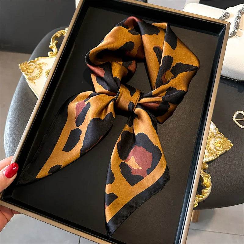 Luxury Chain Print Small Square Scarf Simulated Silk Thin Neck Scarf Fashion Sunscreen Headscarf For Women 70x70cm - AIAZ