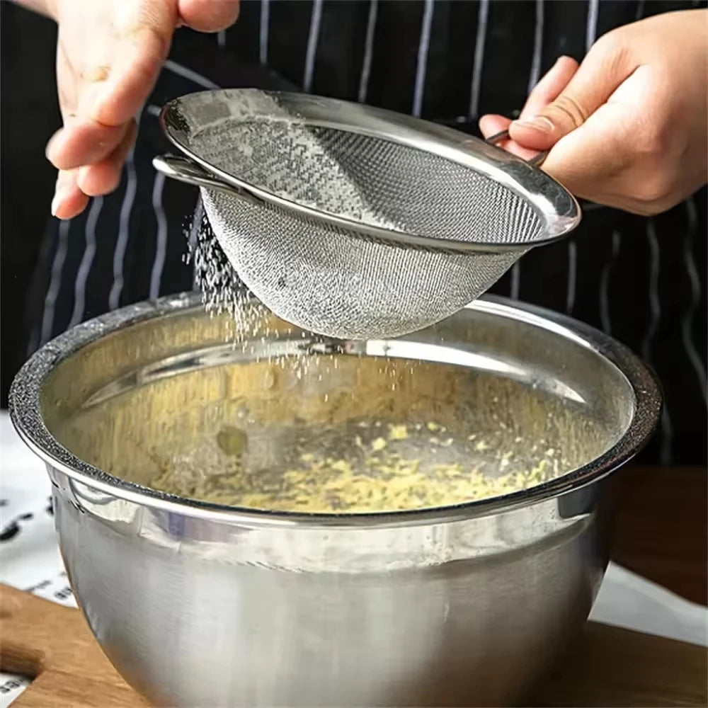 Stainless Steel Sieve Mesh Filter Slotted Spoon Kitchen Essential 3 Pack Fine Food Strainer with Long Handle for Cooking