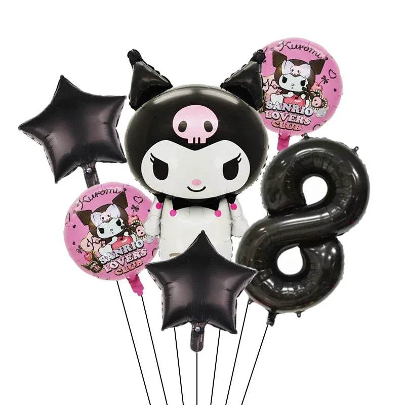 6pcs Cartoon Sanrio Cute Kuromi My Melody Cinnamoroll Foil Balloon 32 inch Number Set Children's Birthday Party Decorative Toys - AIAZ