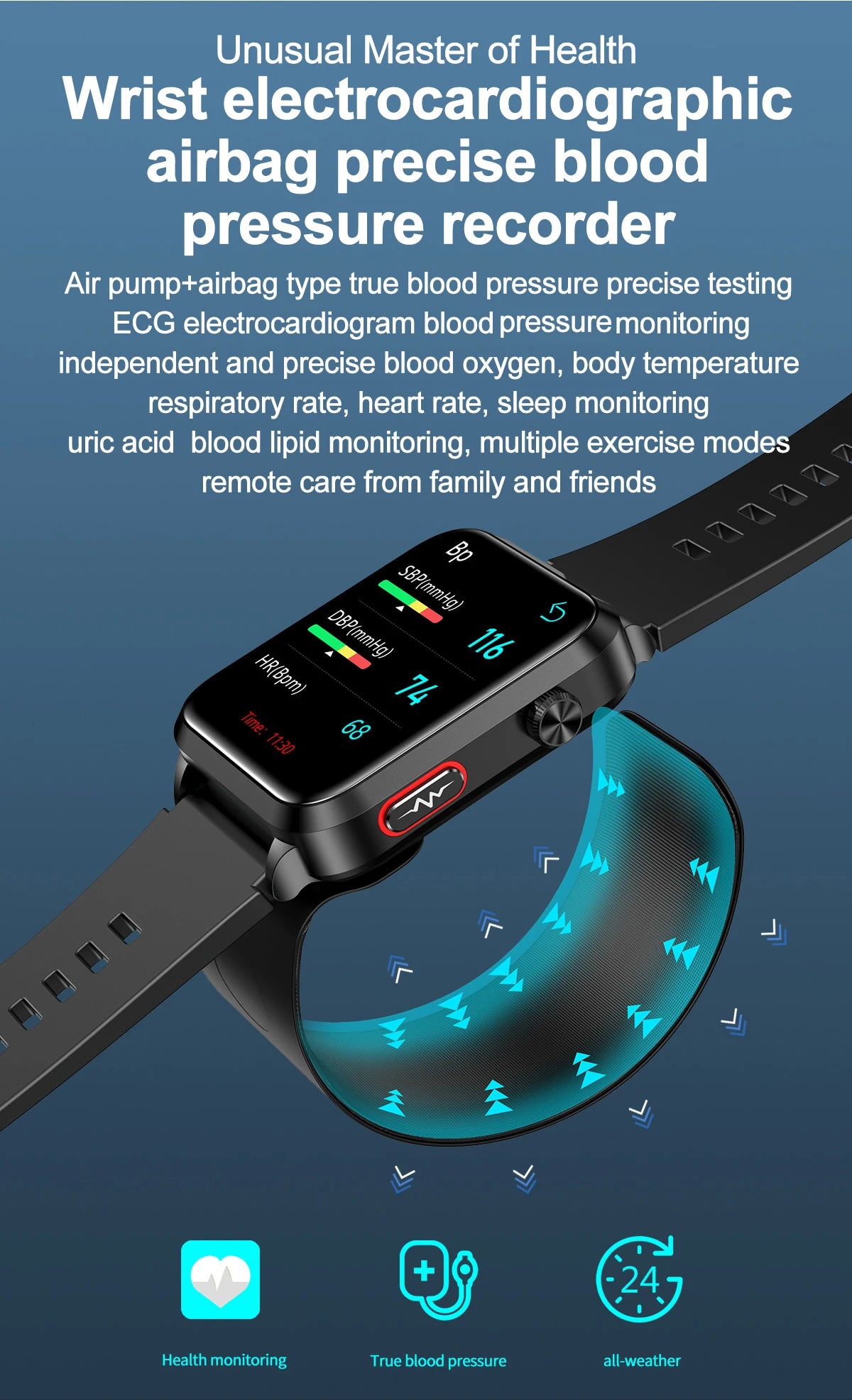 For huawei 2025 New Smart Watch air Pump ECG True Accurately Blood Pressure Airbag health watch Uric Acid Blood Lipids watch men