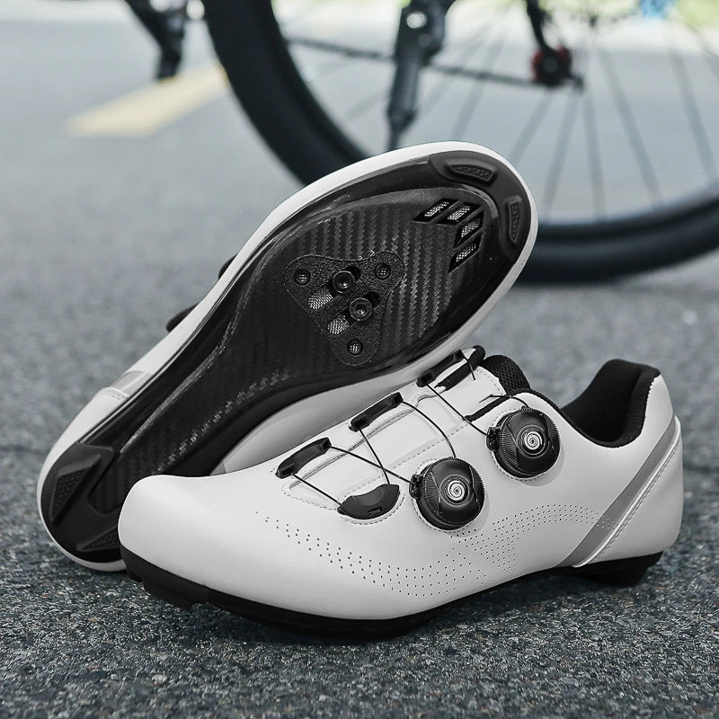 Breathable road cycling shoes for indoor and outdoor cycling, adjustable buckle closure, durable TPU sole, cycling accessories