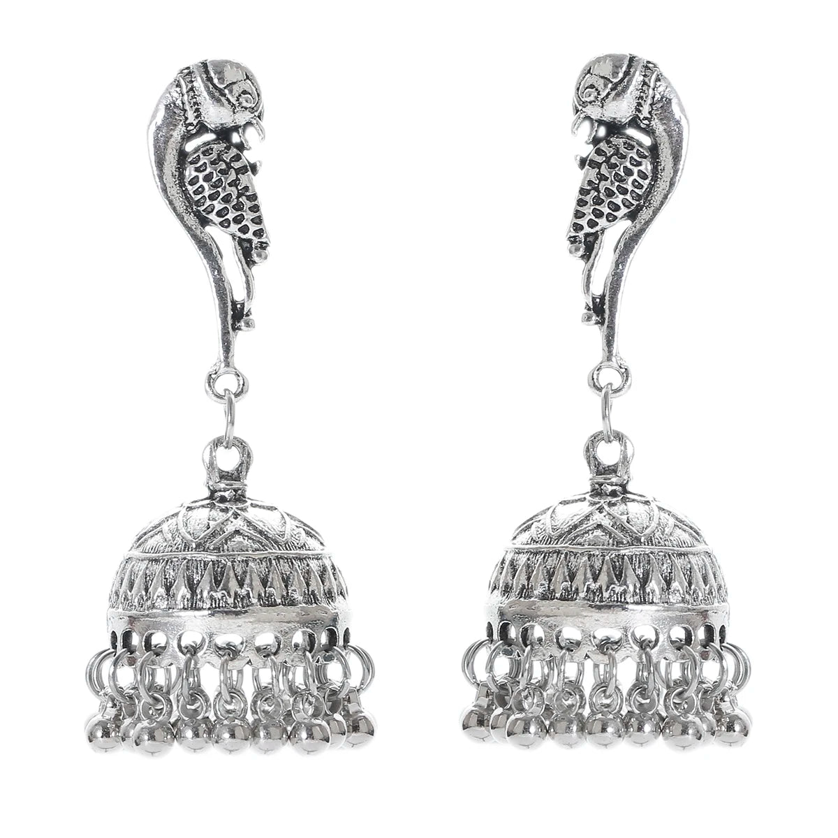 Boho Afghan Ethnic Drop Earrings For Women Pendient Gold Color Gyspy Silver Color Bell Ladies Indian Earring Jewelry