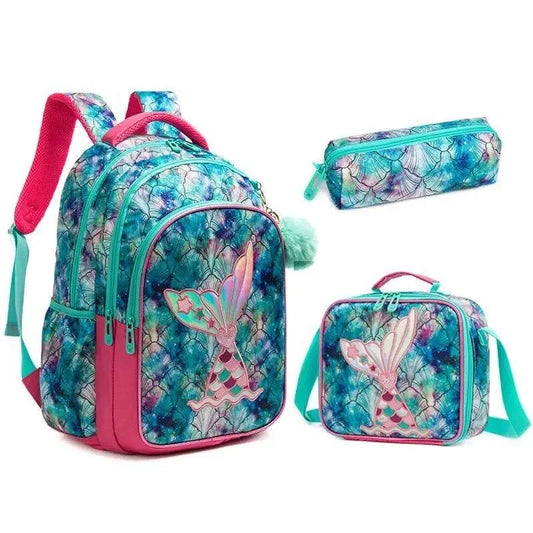 Drop Shipping Backpack Set for Teenagers Waterproof School Bags for Girls Backpack Mermaid Cartoon Bag Kids School Bags Supplies - AIAZ