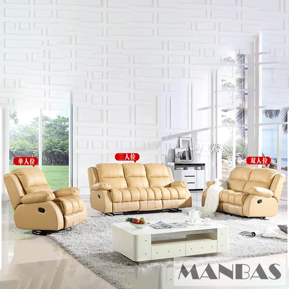 MINGDIBAO Manual / Electric Recliner Sofa Genuine Leather Couch for Livingroom Theater Seat Cinema Recliner Multifunctional Sofa