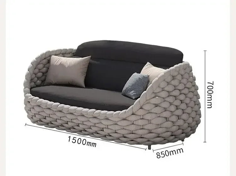 Outdoor Rattan Sofa Courtyard Combination Double Chair Leisure Terrace Villa Living Room Balcony Outdoor Seat Furniture Home