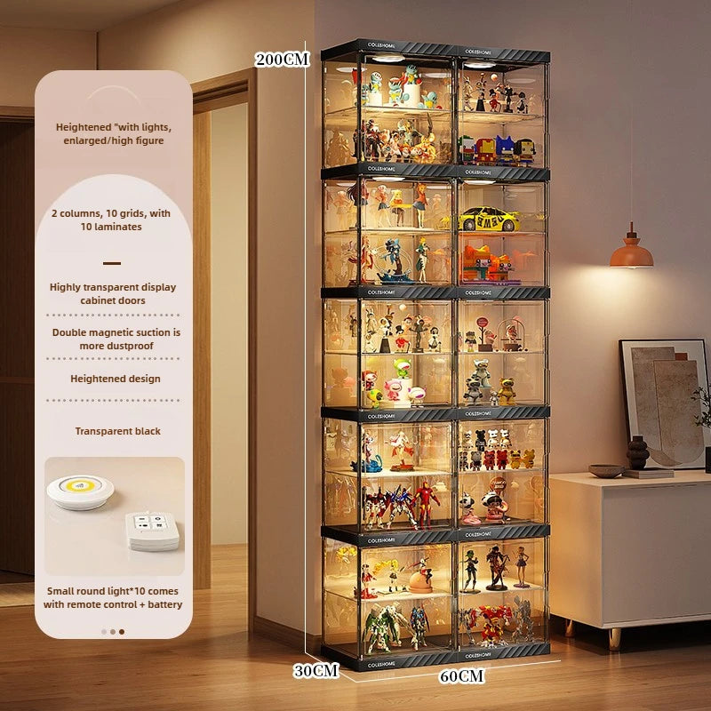 Handmade Display Cabinet, Decorative Model, Building Block Storage Box, Transparent Lego Layered Toy Rack for Household Use