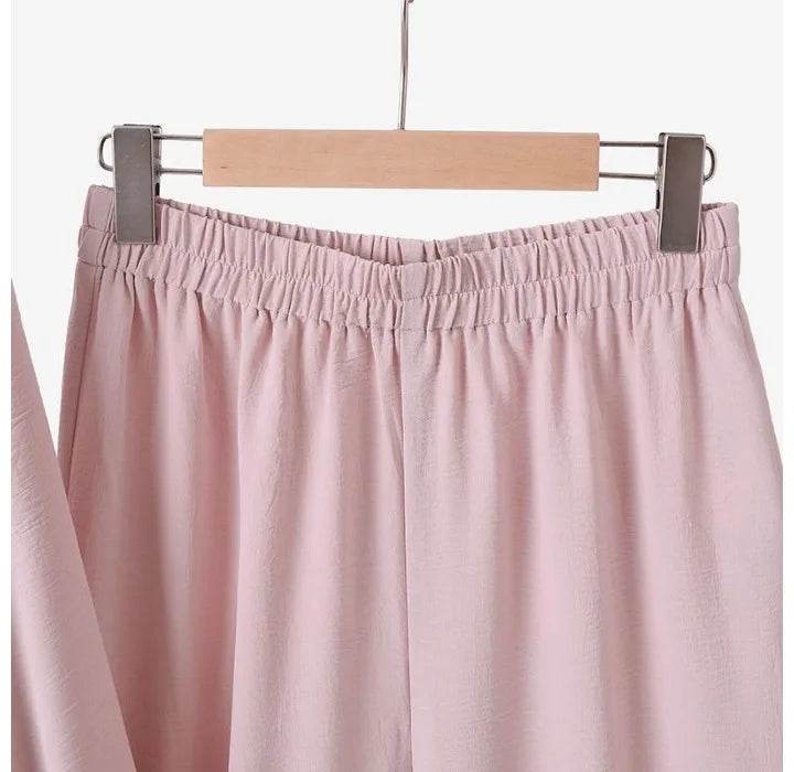 Casual Sets of Clothes for Muslim Woman Fashion Mushroom Button Long Sleeves Pants Suits for Female New Spring and Autumn 2023 - AIAZ